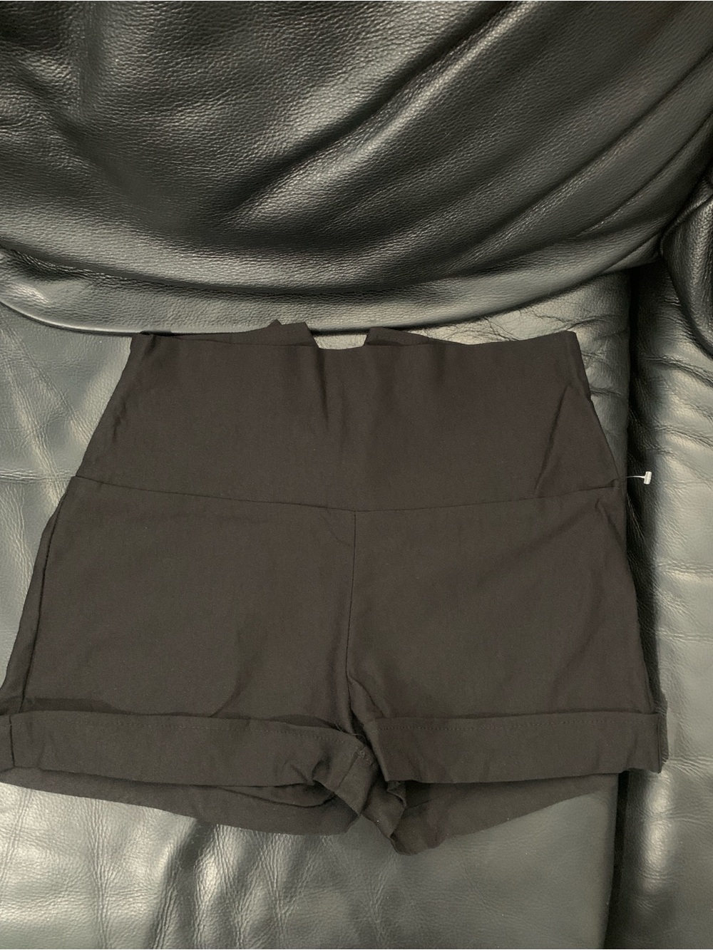 Valia Black High-Waist Folded Hem Shorts